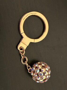KATE SPADE Lady Marmalade Rose Gold Rhinestone Glitter Ball Keychain